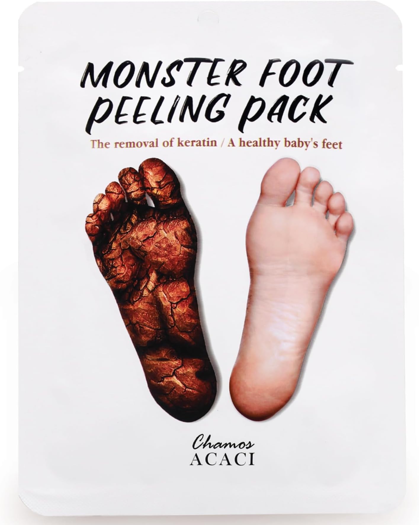 Chamos Acaci Monster Foot Peeling Pack - 2 EA, AHA Power Peel for Silky Smooth Feet, Single-Use, Stress-Free Foot Mask, Banishes Odors & Keratin - Luxuriate in Our Innovative Korean Skincare Blend