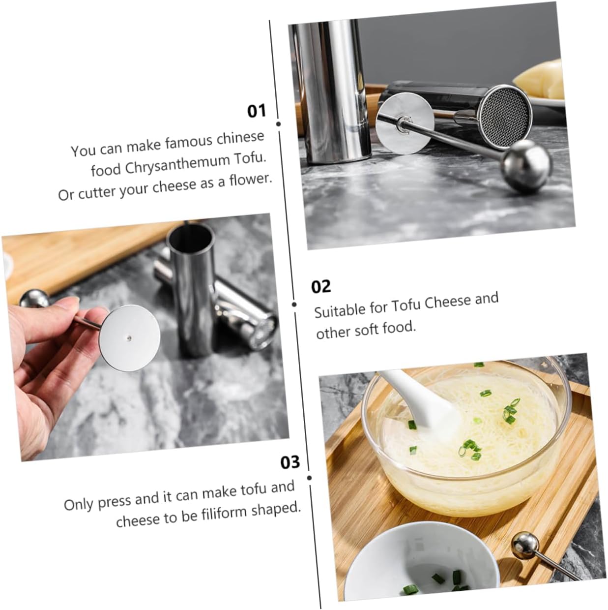1pc Chrysanthemum Design Tofu Mould Stainless Steel Cutter for Easy Tofu Cheese Filaments