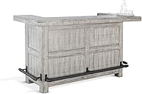 Vista 1 de Pemberly Row Barra tradicional de madera de caoba, acabado gris, 42 pulgadas de alto x 80 pulgadas de ancho x 28 pulgadas de profundidad