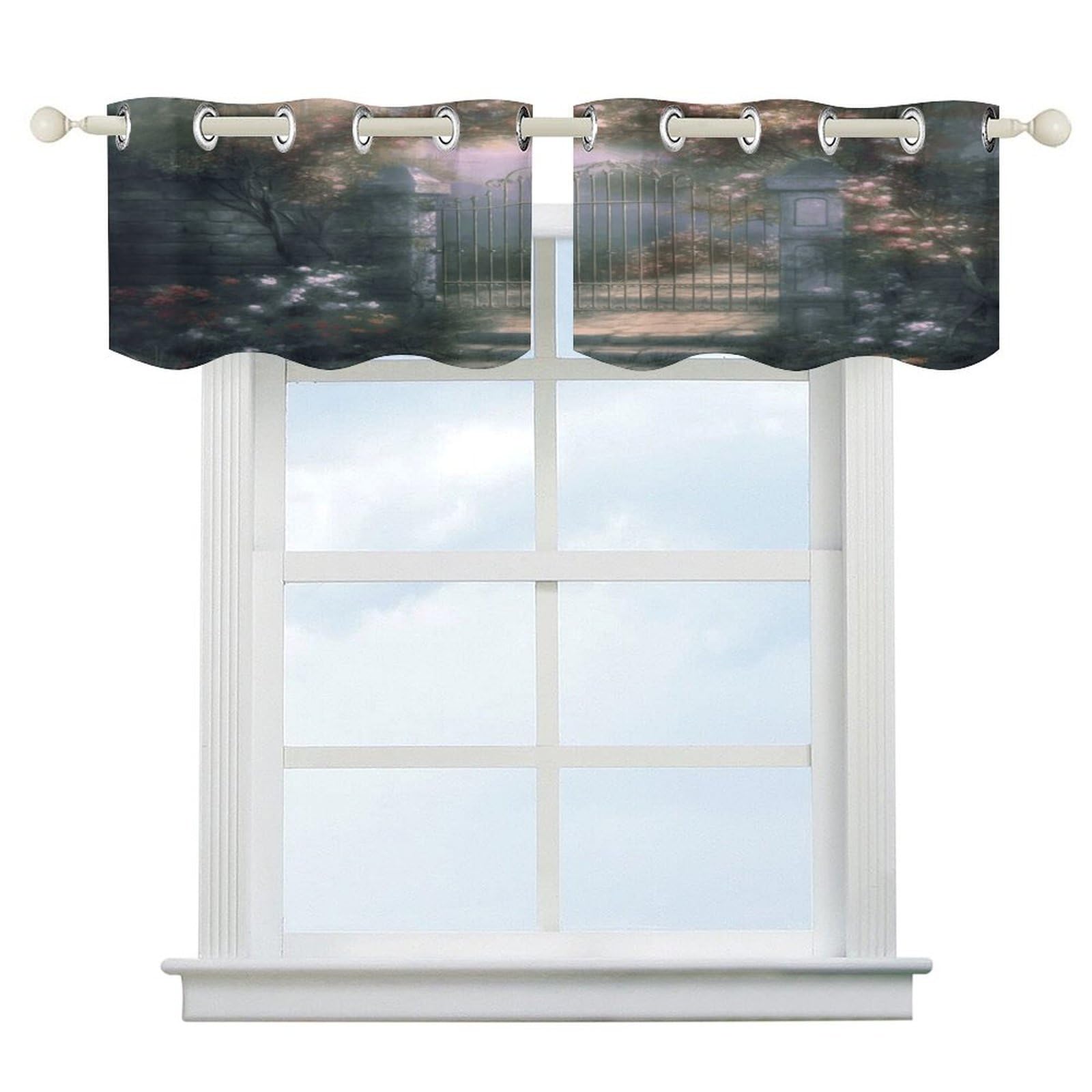 Cortina corta de alta calidad Secret Garden, cenefa opaca de diseño moderno para ventana