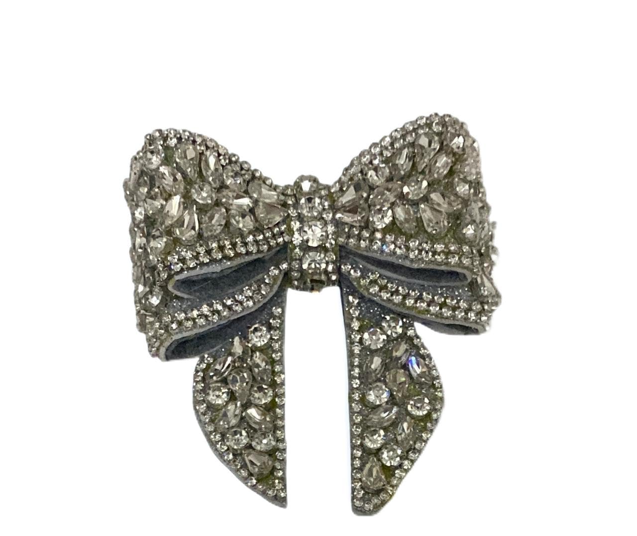 Vintage Crystal Bow Brooch, Silver-Toned Metal, Rhinestone Encrusted, Art Deco Style, Special Occasion Accessory-image-48