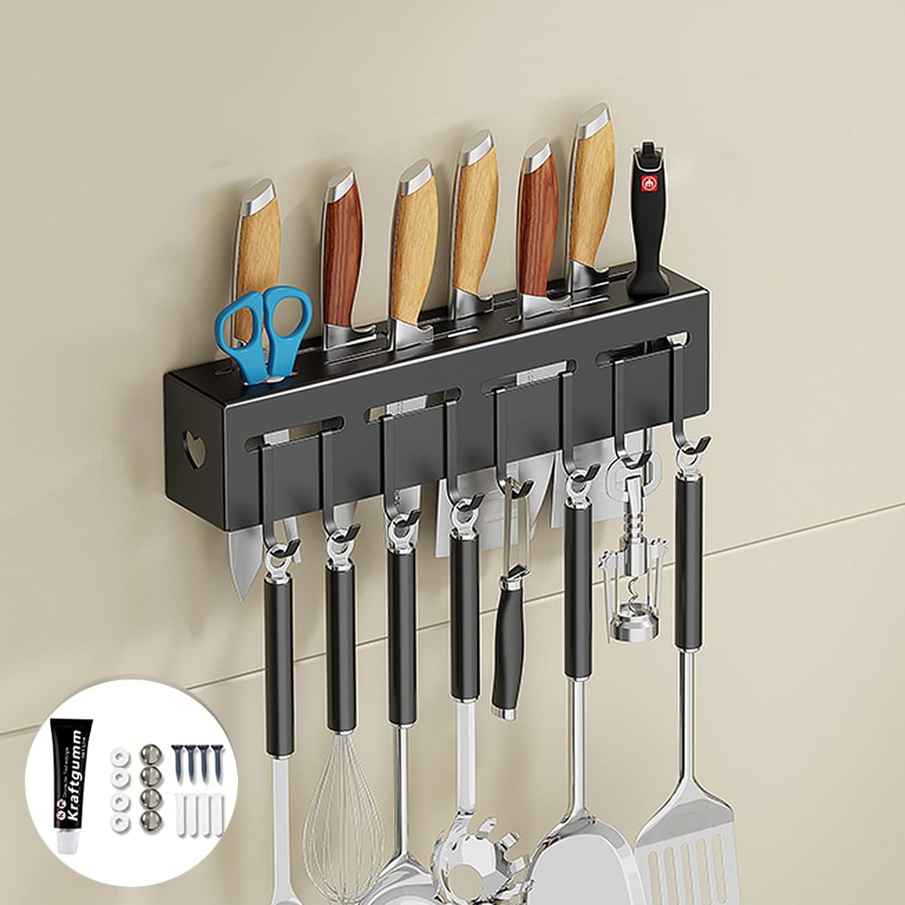wolpin Kitchen Shelf Stainless Steel Wall Mount Knife Holder Spatula Ladle Holder Hooks Storage Rack High Grade Metal Multi-Purpose (30 x 5.5 x 7.4 cm) (B09RVV8J4S) Amazon Price History, Amazon Price Tracker
