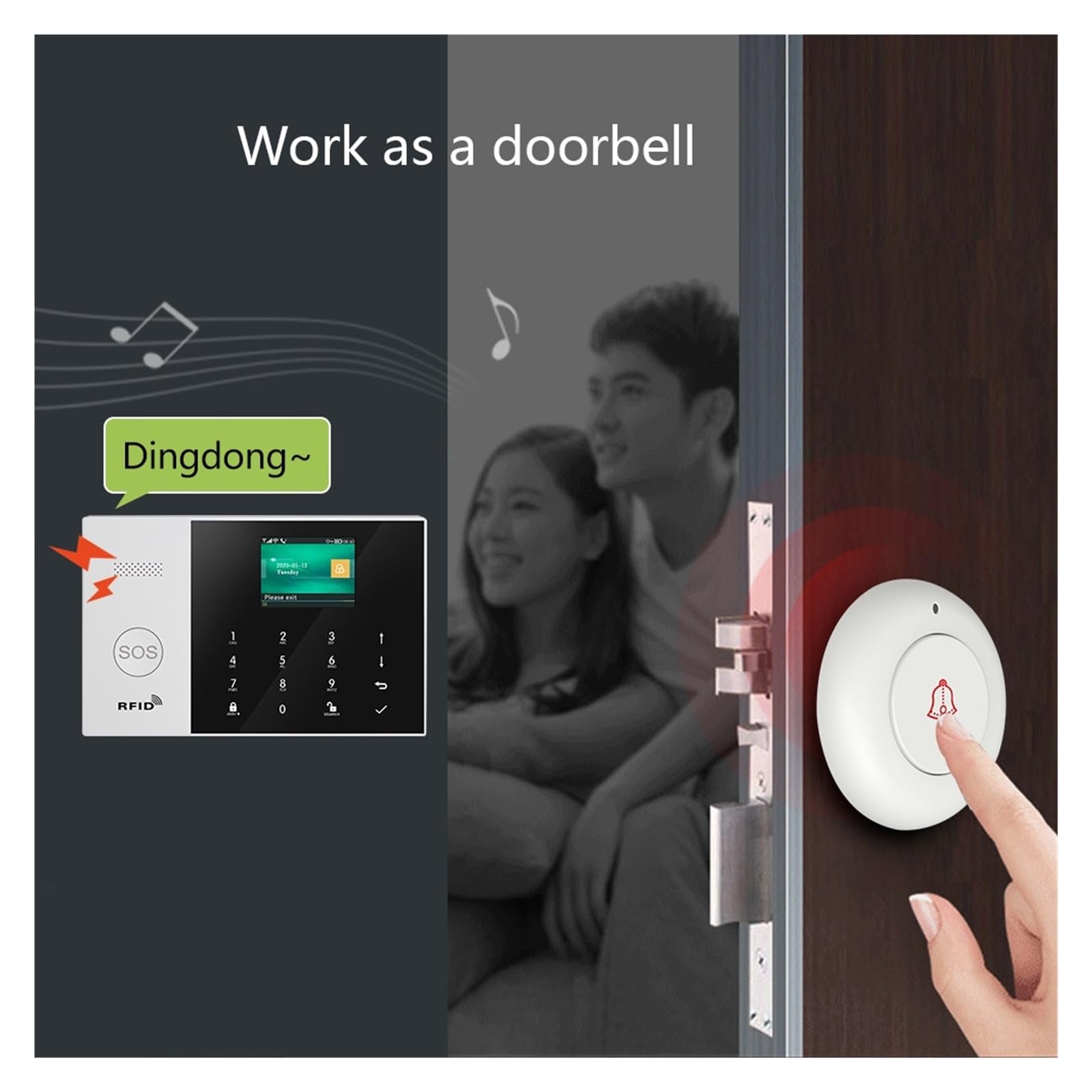 Allarme Intelligente 433MHZ App Telecomando Tastiera Touch LCD Wireless SIM gsm RFID Sensore di Allarme Antifurto Domestico(Set 3)