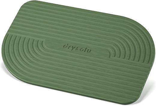 Stone Bath Mat Diatomaceous Earth Bath Mat Stone Shower Mat Fast Water Drying Ultra Absorbent Pad Diatomite Mat,Non-Slip Mat for Bathroom,Kitchen,Pet,15.35x23.62in,Hard,Drak Green,1-Pack