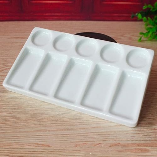 Miniatura 8 de Paleta de pintura de artista de porcelana de 8 pozos, paleta de acuarela de cerámica mezcladora, bandeja de mezcla para acuarela gouache acrílico