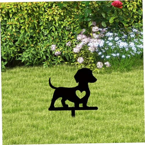 Dackel-Statue, wetterbeständiges Metall, schwarze Hundestatue, ausgehöhlte, dekorative Gartenpfähle mit Pflock, Gartendekoration für draußen, Terrasse, Hof, Rasen, Hundestatuen, Dackelfigur, Hundedeko