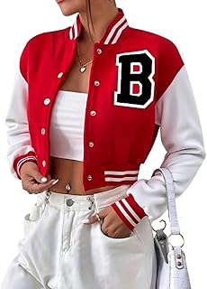Chaqueta bomber corta para niñas de la escuela secundaria Letterman