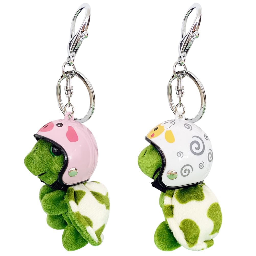Turtle Plush Keychains, 2PCS Turtle Keyrings Soft Plush Pendant Cartoon Key Chain Animal Key Ring Creative Backpack Pendant Cute Plush Keychain for Bag, Backpack, Purse