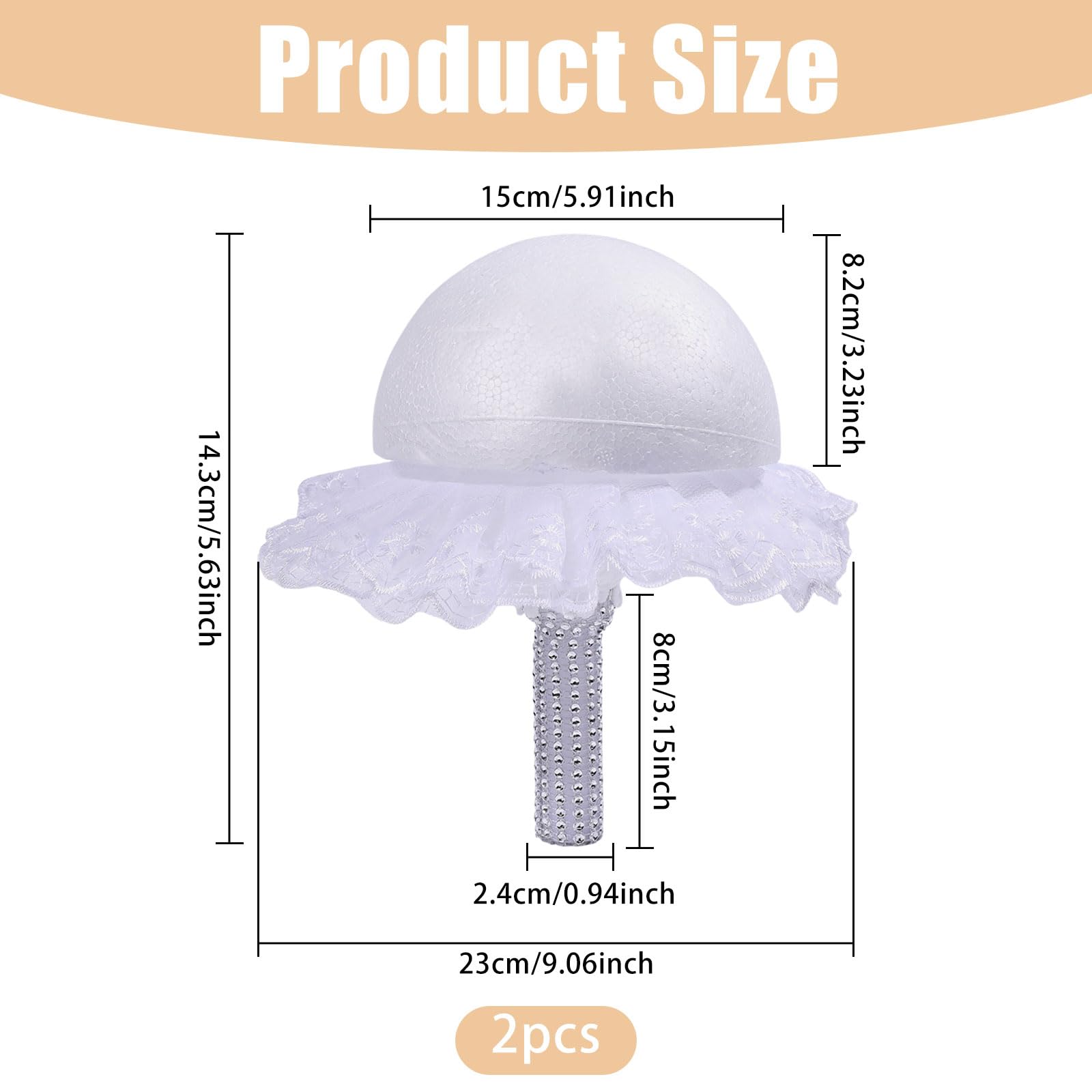 FREEBLOSS 2 pièce de Support de Bouquet en Dentelle Blanche avec Poignée en Mousse pour Bouquet de Mariage Fournitures pour Fleurs Artificielles de Mariée