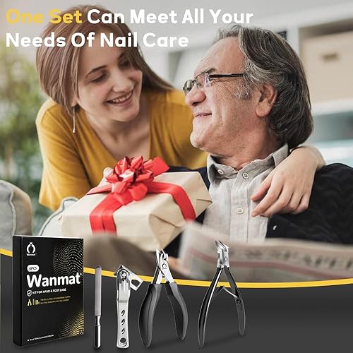 Miniatura 7 de Cortaúñas profesional 5 en 1 para uñas delgadas y encarnadas, podólogo mejorado para hombres, juego de cortador de uñas de hoja afilada Wanmat