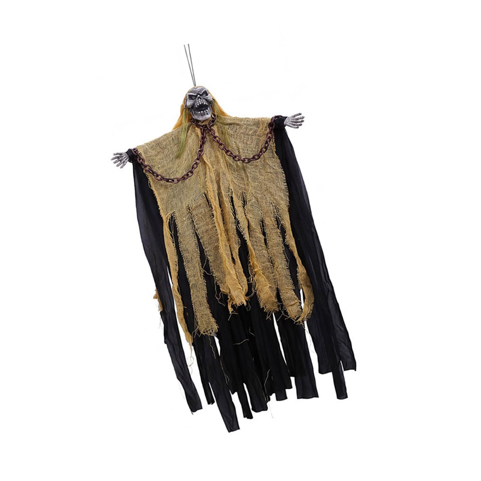 HZBB Terrifying Sound Responsive Glow in Dark Skeleton Specter Hanging Props Halloween Party Supply for Halloween Childproof Horror Night Props