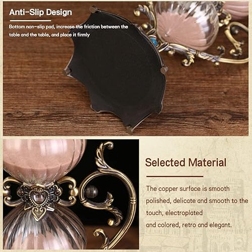 Miniatura 5 de Temporizador de reloj de arena de 3060 minutos, temporizador de arena giratorio en forma de corazón, reloj de arena gigante de metal de 10.6