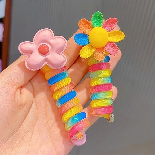 Miniatura 7 de 5 bandas coloridas para el cabello para niños, bandas de pelo de alambre de teléfono, resistente al desgaste, soporte para cola de caballo para