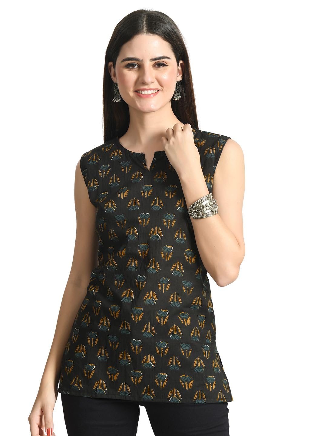 feranoid Designer V-Neck Sleeveless Short Kurti