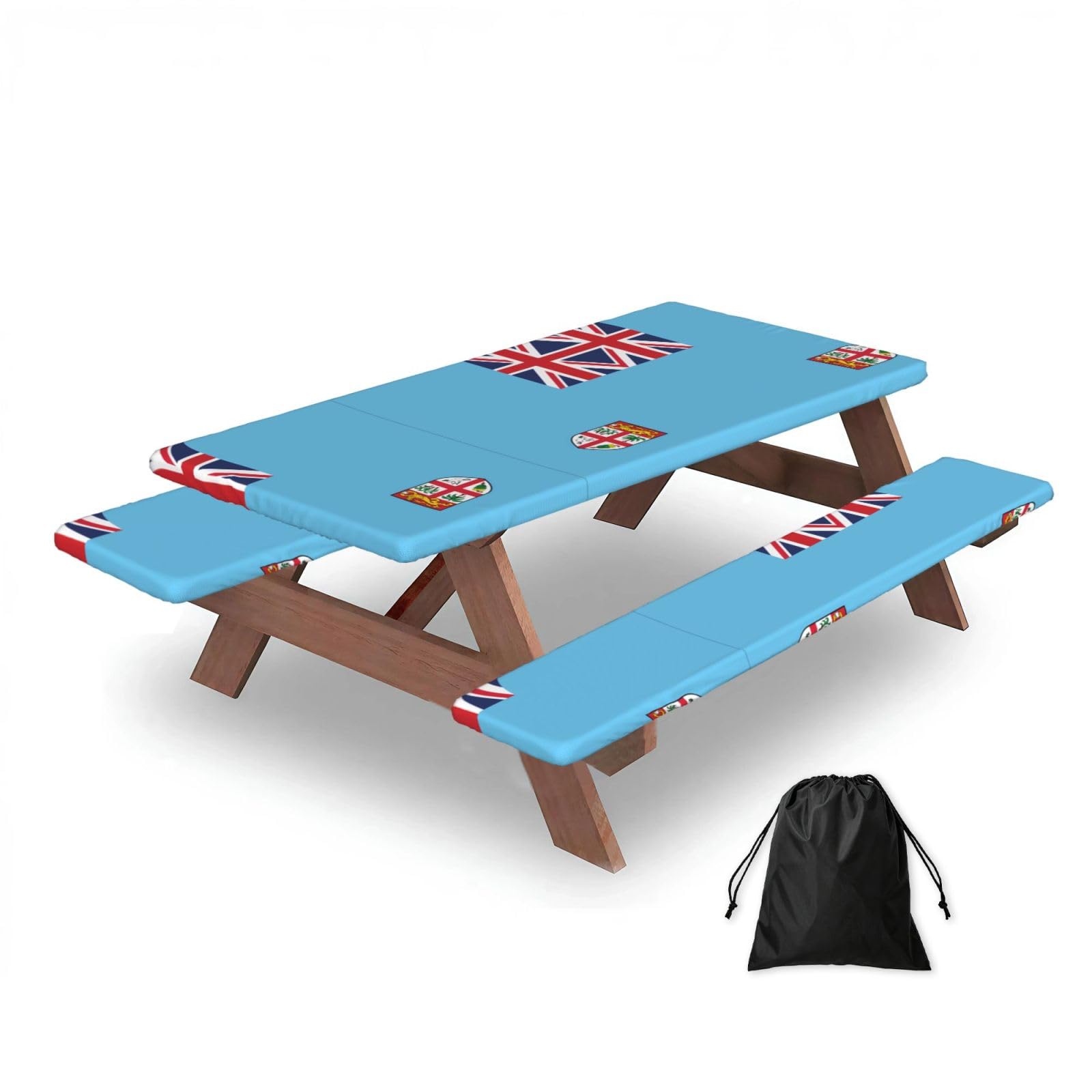 Fiji Flag Rectangular water-repellent picnic tablecloths, outdoor camping, picnic, BBQ