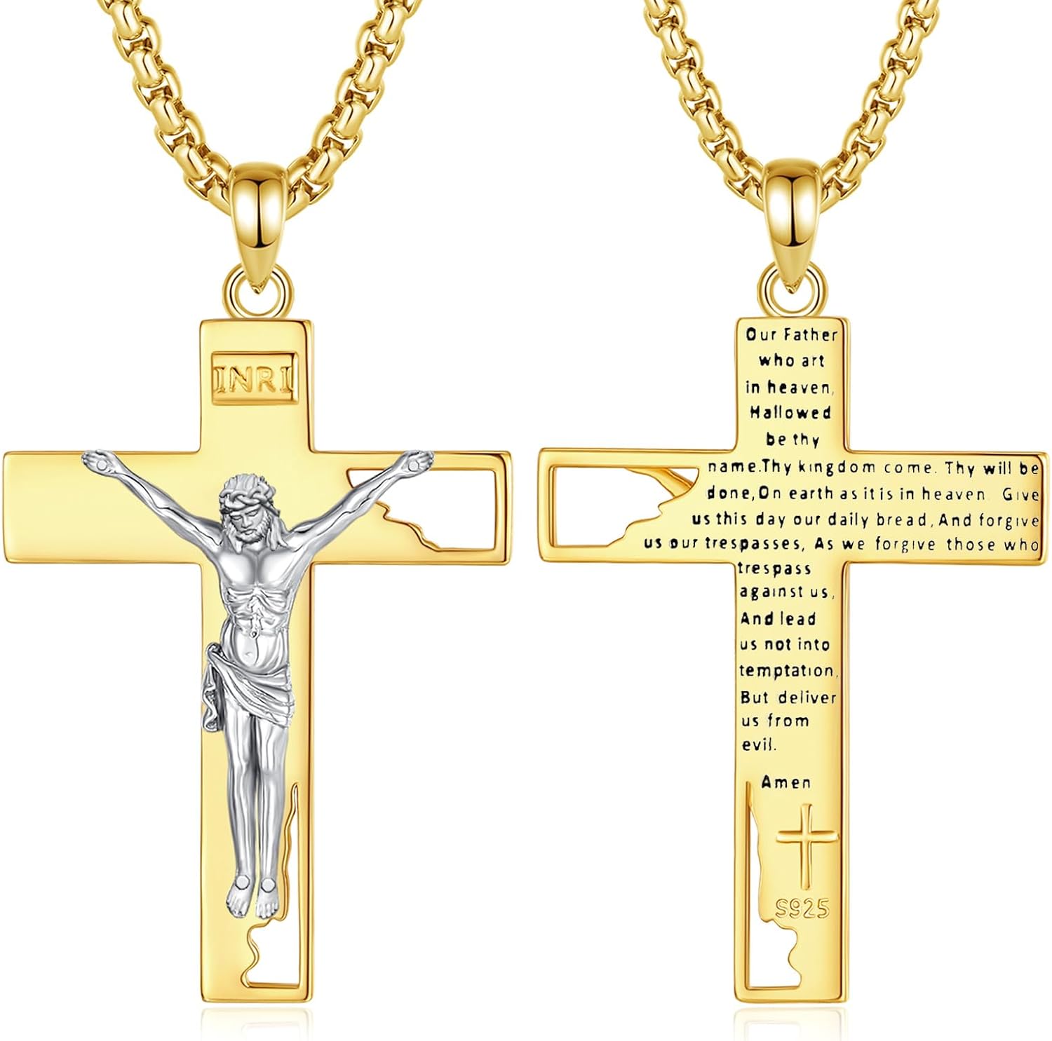 EUDORA 925 Sterling Silver St Christopher/St Benedict/St Michael/Virgin Mary/San Judas Tadeo/Good Shepherd Cross/Archangel Necklace Medal Pendant Protection Religious Amulet Jewelry For Men Women