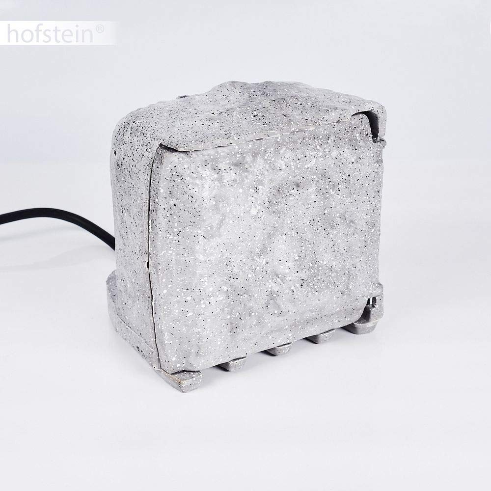HOFSTEIN Außensteckdose Tinú, Gartensteckdose aus Metall in Steinoptik mit Dämmerungssensor u. 4 Steckdosen mit Klappdeckeln, Festinstallation, Mehrfachsteckdose, Garten, Terrasse, Außenbereich, IP 44