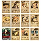 12 carteles de anime, sombrero de paja, piratas, decoración de póster de recompilación de manga de anime, colección de compilación de manga japonesa, impresiones artísticas vintage para habitación