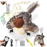2025 nouvelle grande taille, Jouet Pour Chat En Forme D'oiseau, Jouet D'oiseau Sonore, Oiseau Gazouillant Simulé,Jouet Chat Oiseau Qui Bouge,USB Rechargeable (Chirping+Flapping+Télécommande)