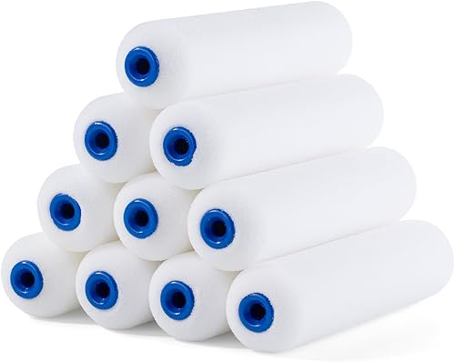 Bates- Cubiertas de rodillo de pintura de espuma, 6 pulgadas, paquete de 10 unidades, pintura de rodillo de espuma de alta densidad, rodillo de