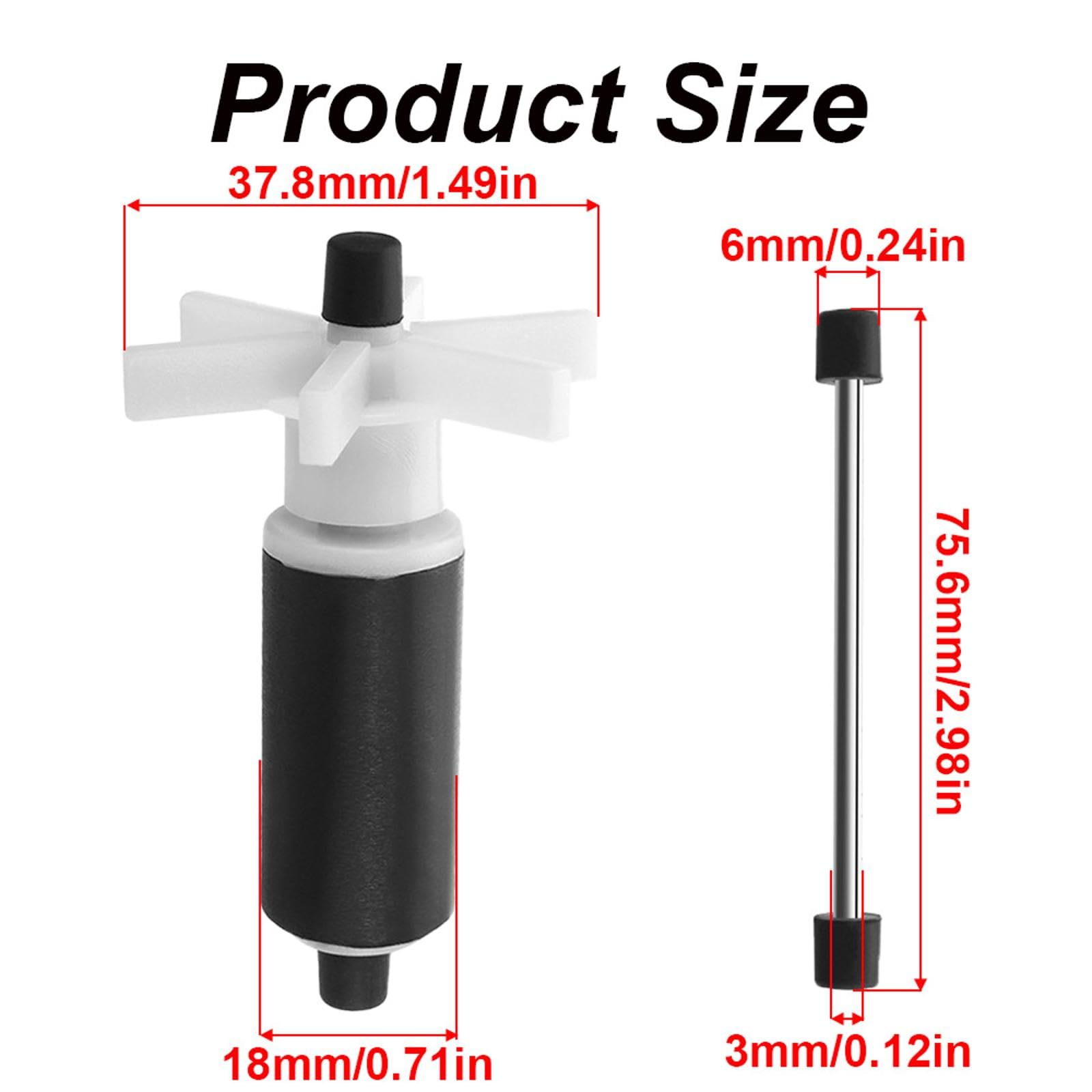 Begot 2 Pcs Submersible Pump Rotor Impeller, 18mm Filter Impeller Submersible Pump Rotor Impeller Replacement Black