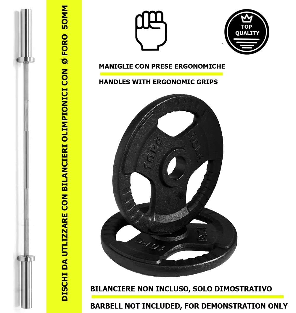 Discos de hierro fundido olímpicos, agujero Ø50 mm para gimnasio y casa Gym de 1,25 a 25 kg para mancuernas y mancuernas