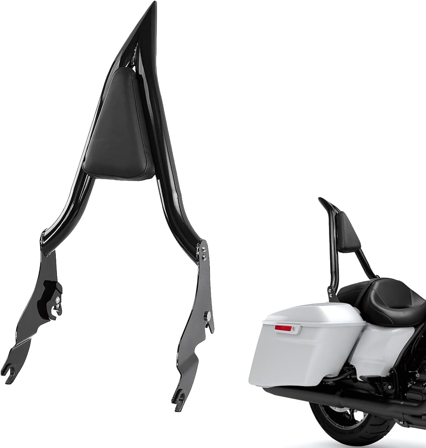 BELZAR 26" Tall Sissy Bar for Harley Davidson Touring Pointed Detachable Passenger Backrest Fit for CVO Road Glide Road King Street Glide Electra Glide Ultra Limited 2009-2024 Gloss Black