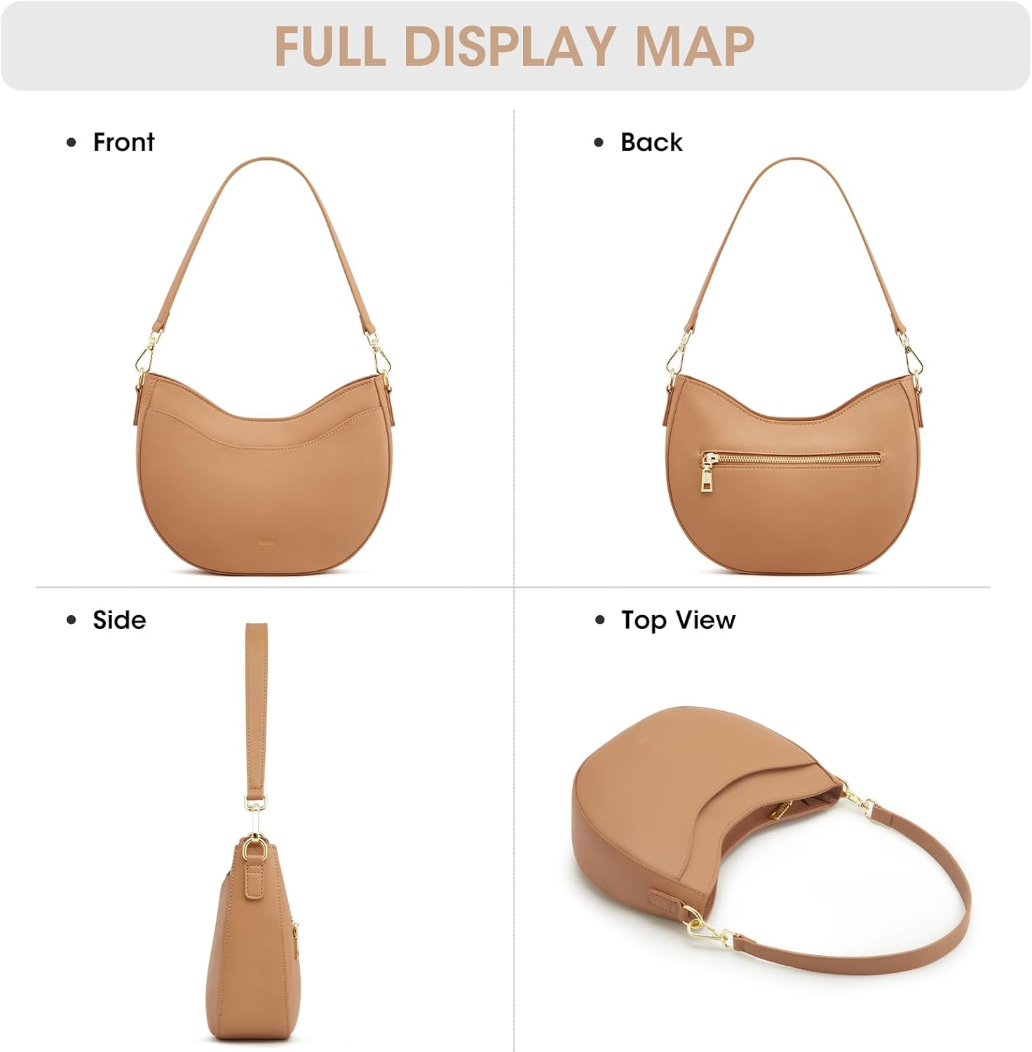 Kattee Leather Crossbody Bags for Women, Small Purses and Handbags, Soft Hobo Shoulder Satchel with Zipper Closure - Image 6