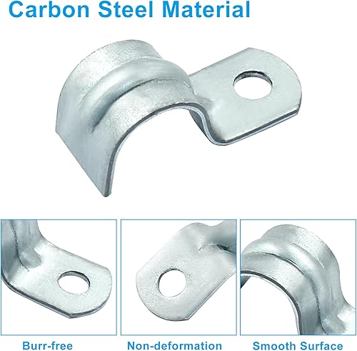 Miniatura 4 de Biaungdo 30 correas de tubo rígido M12, acero chapado en zinc de 12 pulgada, soporte de correa de un agujero, abrazaderas de conducto, abrazaderas