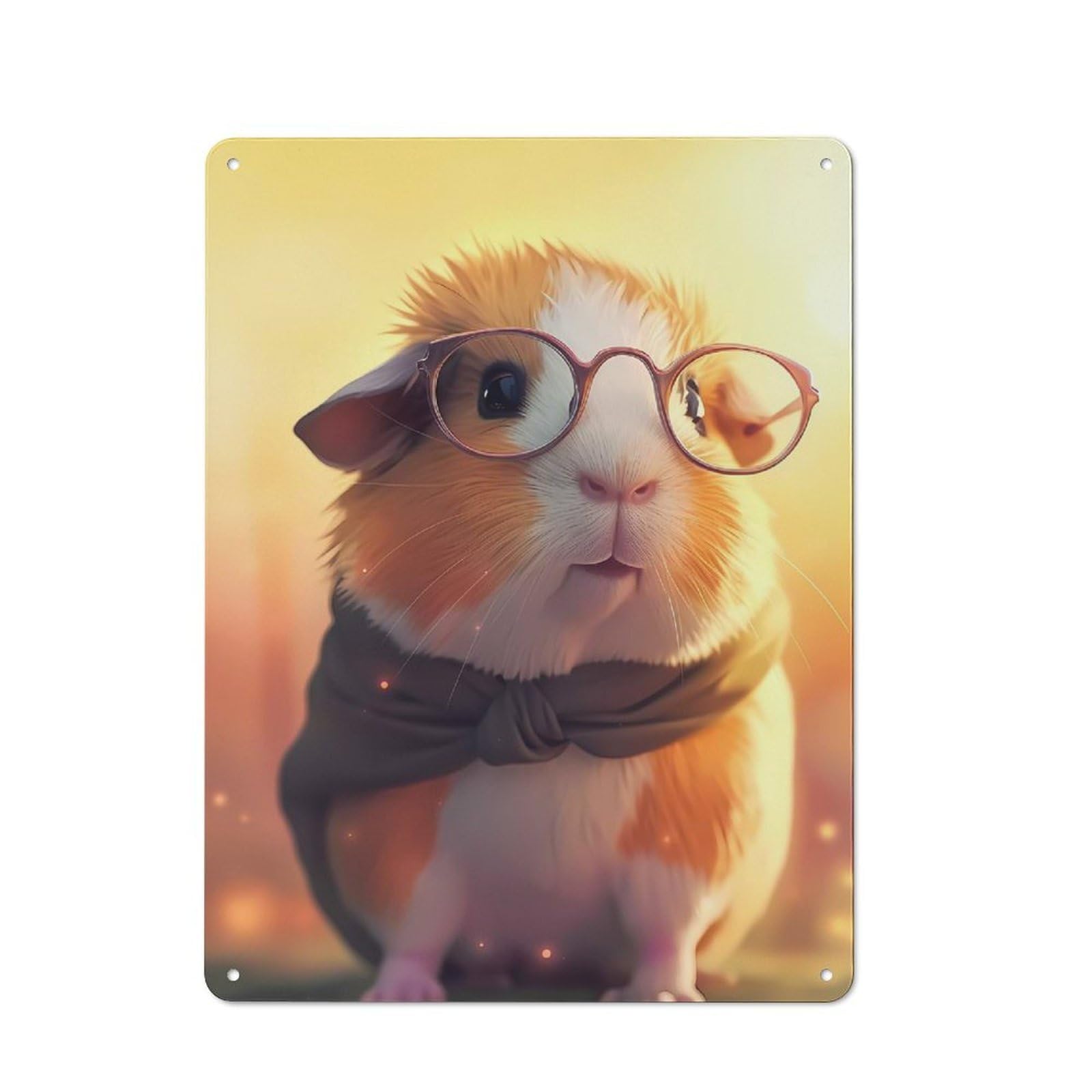 Junmoney Cute Guinea Pig Read Tin Wall Plaque 40X30cm With For Garage Or Workshop, For Vintage Wall Decor Fans, For Kitchen And Home Bar Decor