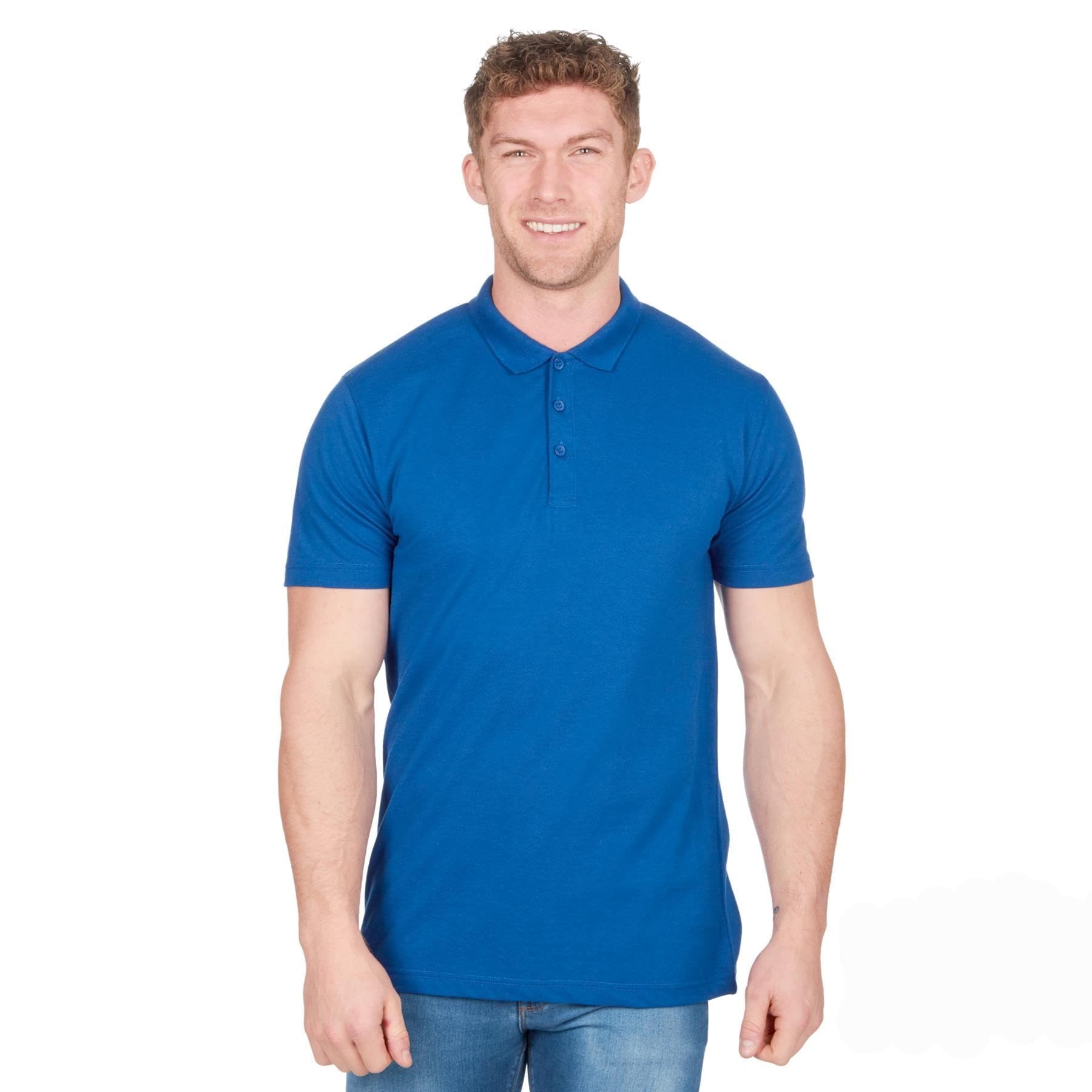 Style It Up Men's Royal Polo Shirt Short Sleeve Top Plain T Shirt Casual Work Golf Tee Pique Basic (, 2XL)
