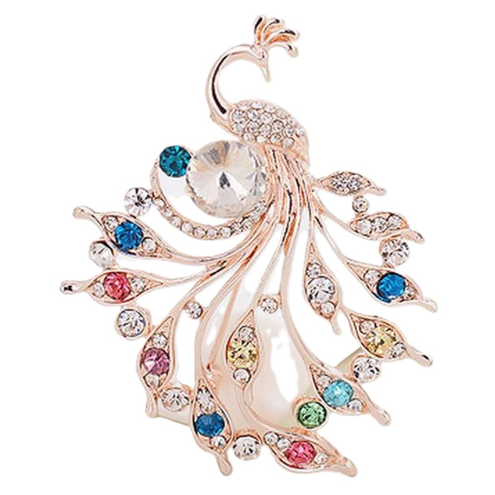 Brooch Pin for Women Girls Sparkling Metal Peacock Saree Brooch for Women Crystal Rhinestone Brooch Pin Clothing Accessories Jewellery Gift Saree Pins for Dress, Blazer, Shawl-image-4