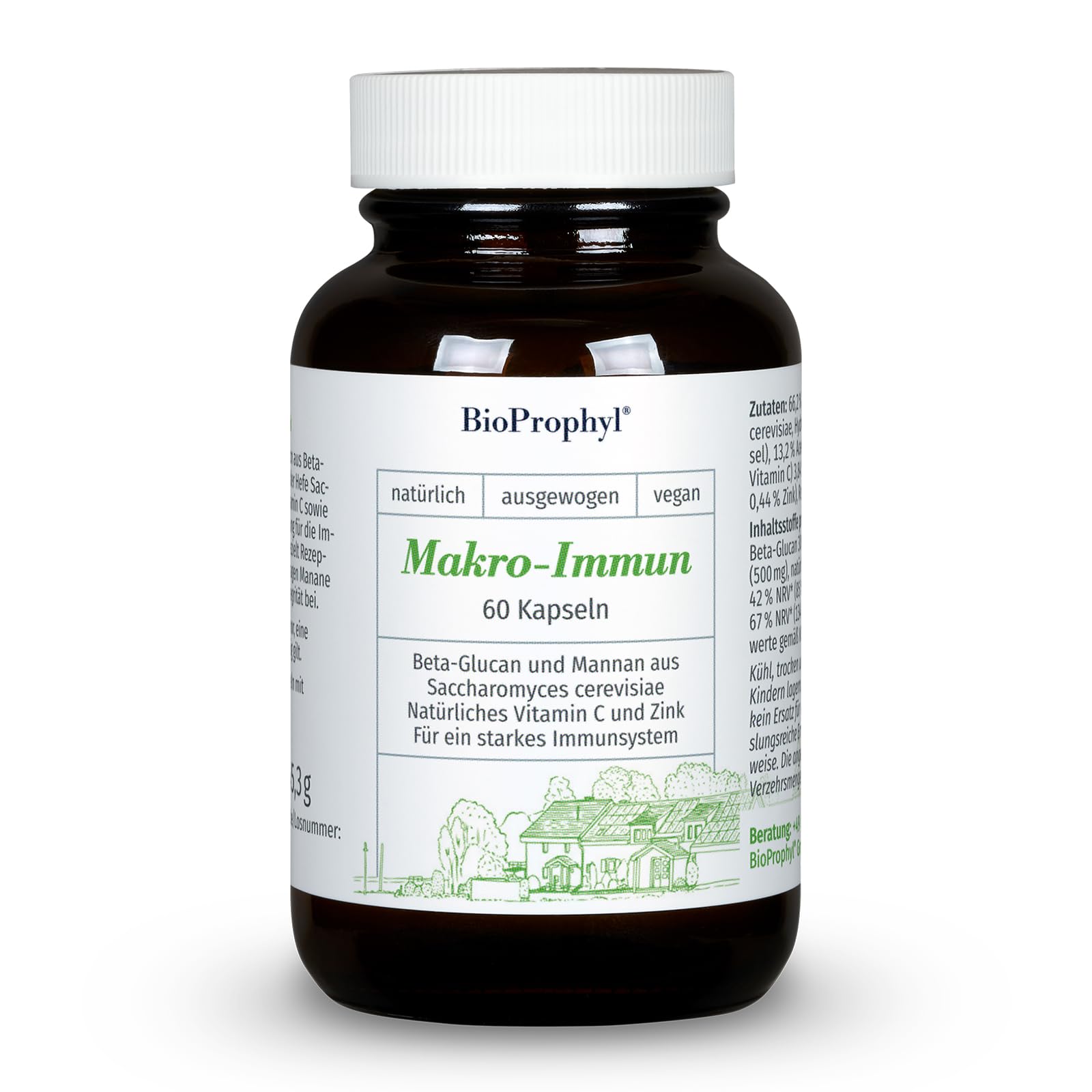 Makro-Immun - Beta Glucan mit Vitamin C und Zink zur Unterstützung des Immunsystems - 60 Kapseln für 1-2 Monate