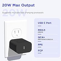 Vista 3 de Cargador para iPhone 17, 16, 15, carga rápida, paquete de 20 W, Apple iPad, USB C, bloque Chrager de pared con cable USB C a C de 6 pies para iPhone