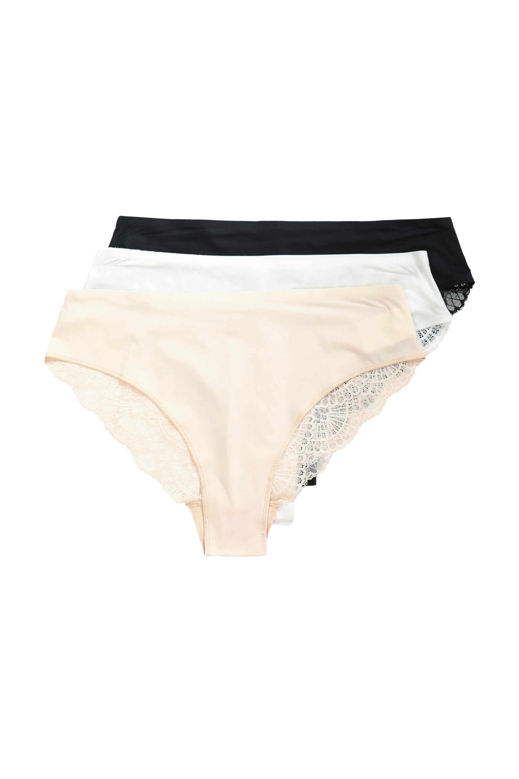Ulla Popken TruYou by Damen große Größen Übergrößen Plus Size TruYou by Brazil-Slips, 3er-Pack, Spitzen-Rückseite 839604