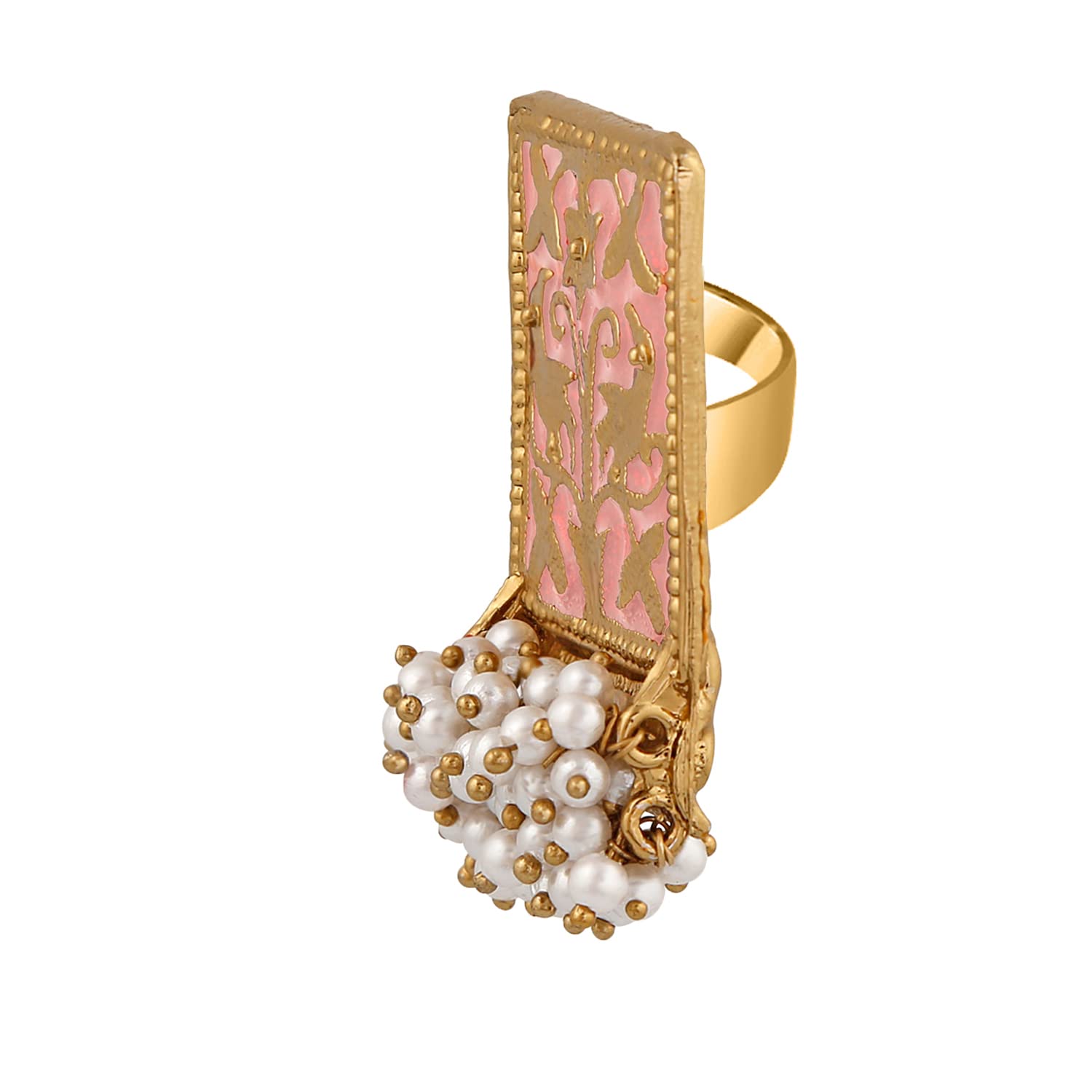 Stefan Ethnic Meenakari Work Rectangular Shape Finger ring with Artificial Pearl for Women FR100138Pin (B09TPL816L) Amazon Price History, Amazon Price Tracker