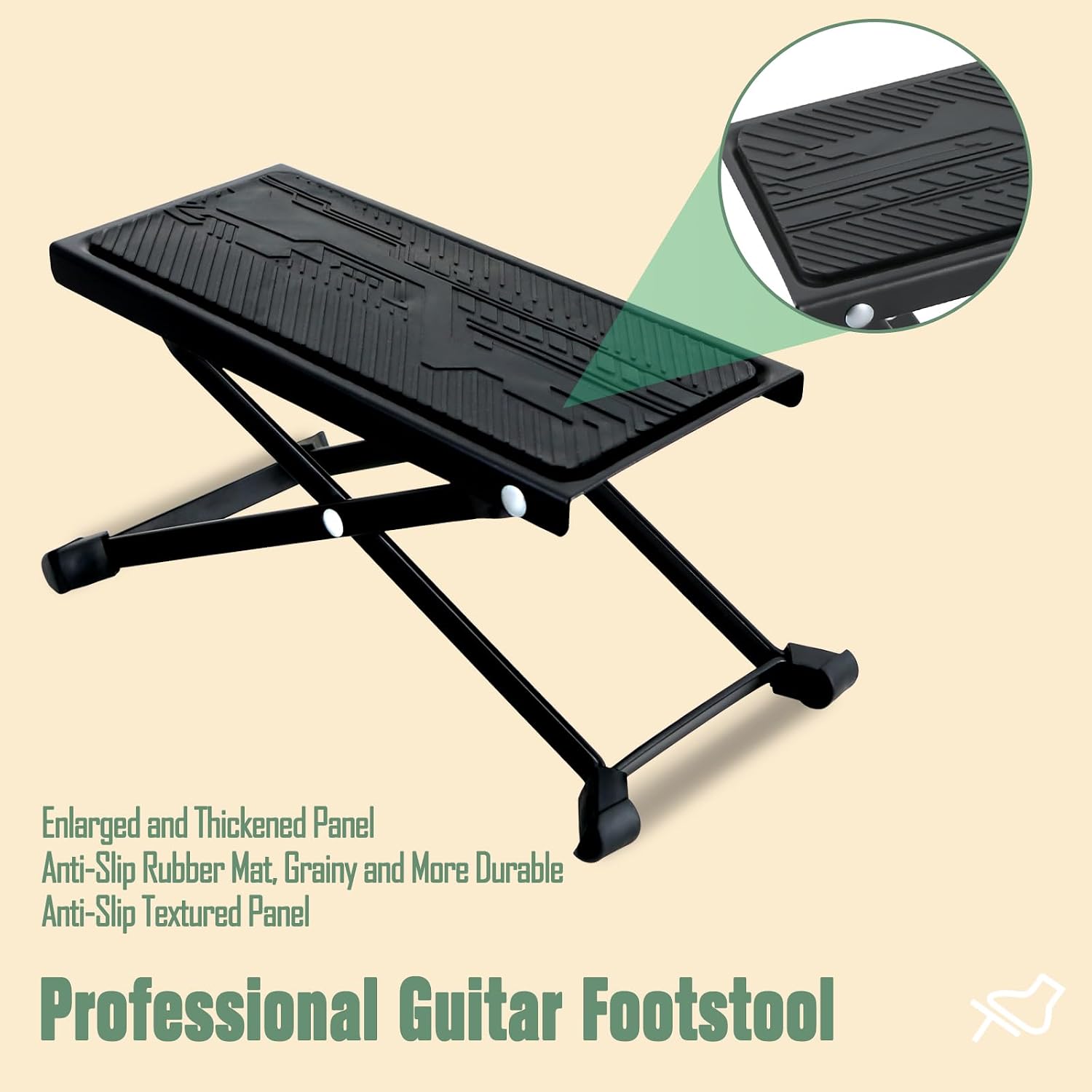 EASTROCK Guitar Foot Stool Height Adjustable Folding Foot Rest,Black image 2