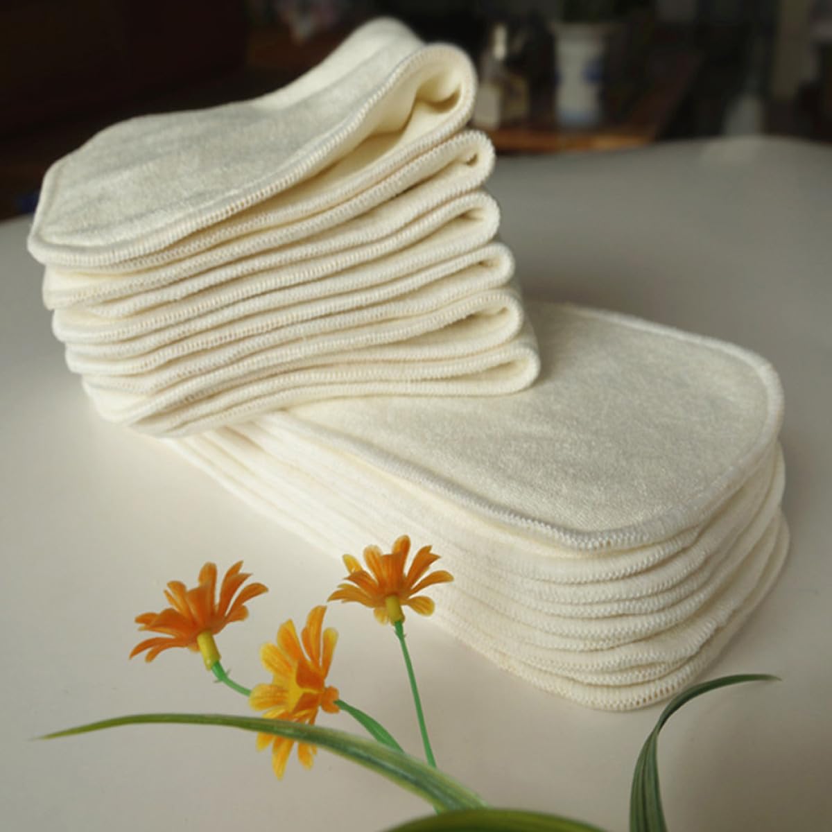Garneck 6 piezas Unidades de Pañales para Niña de Fibra de Bambú Almohadillas Absorbentes de Diseño Transpirable y Suave para Uso Infantil y Viajes Color Beige