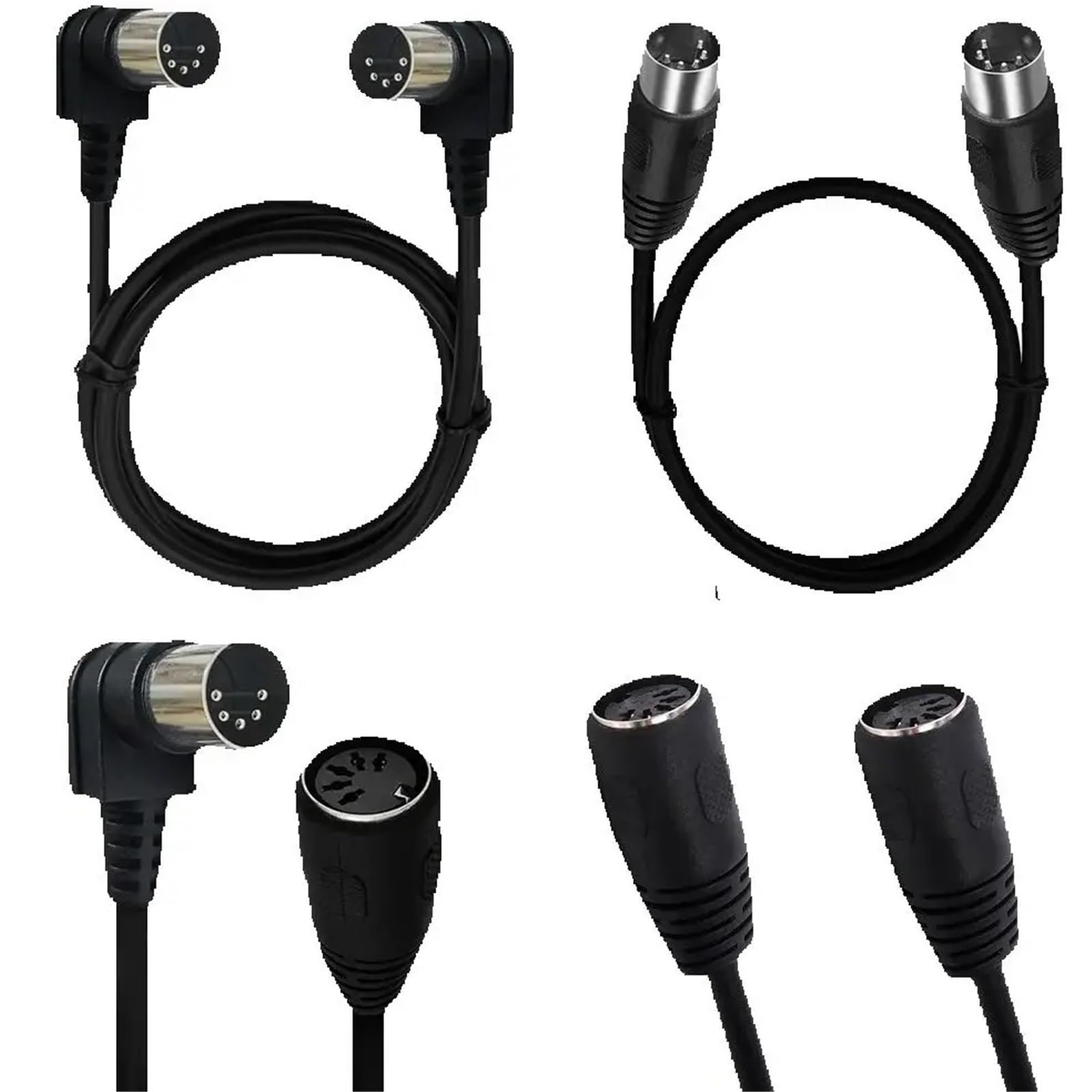 0.5M-5M 90 degrés MIDI DIN 5PIN mâle à mâle prise 5 broches DIN Audio Extension mâle femelle à femelle câble cordon din-5pin M/M câble(Double Right 5pin,3m)
