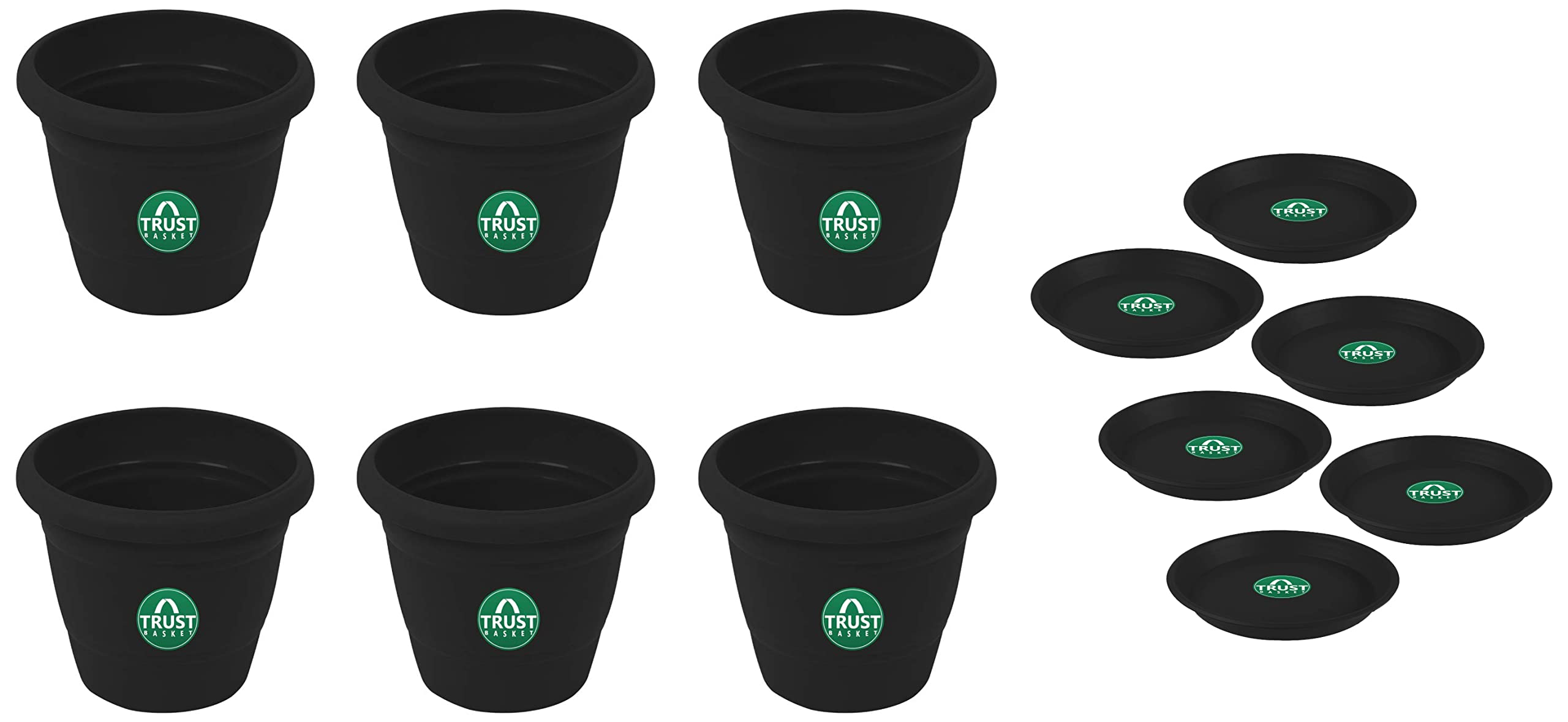 Black Plastic Plant Pots - Set of 6 (10 Inch) -8