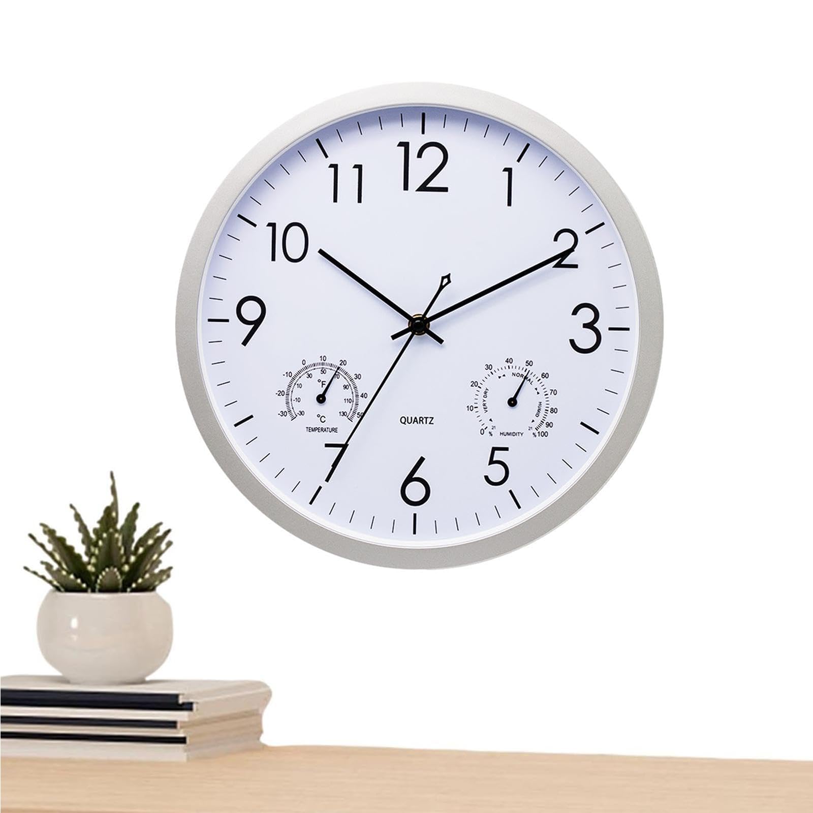 Orologio da giardino, resistente alle intemperie, per esterni, impermeabile, con temperatura, silenzioso e non ticchetta, per esterni, resistente alle intemperie, per interni ed esterni, 30 cm