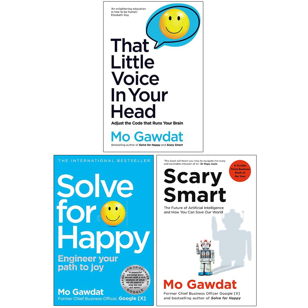 Set di 3 libri della collezione Mo Gawdat (Quella vocina nella tua testa, Risolvi la felicità, la paura e l'intelligenza)