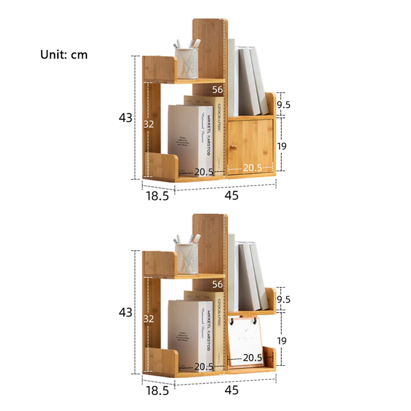 Regał Prosta konstrukcja Bambusowy regał na biurko Mały regał Organizer na biurko Materiały biurowe Organizer na biurko Wystrój domu do sypialni Salon i domowe biuro (Color : A)