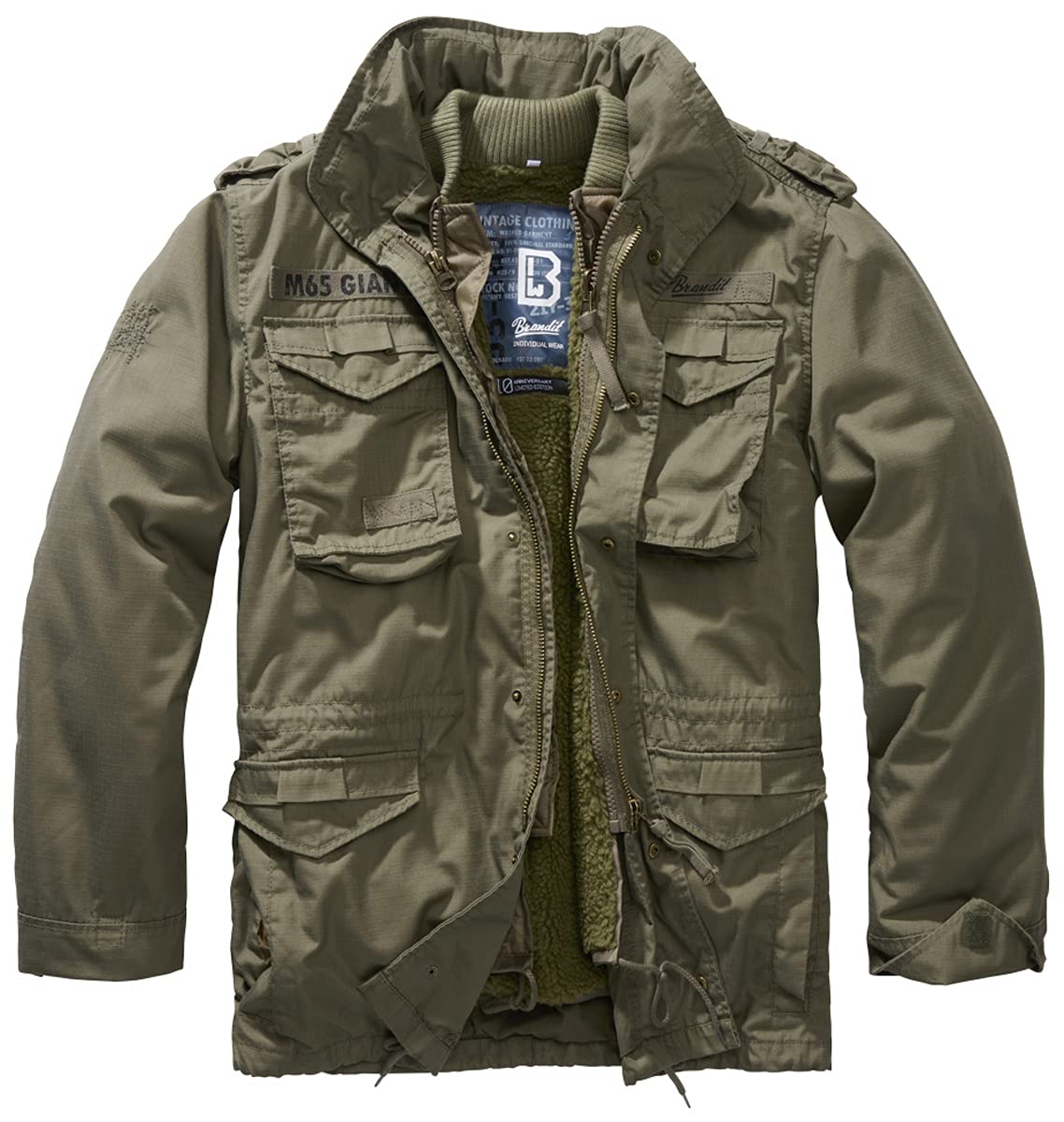 Brandit Army Jacket M65 GIANT Ripstop Army Winter Jacket + Lining US Parka, olive, M