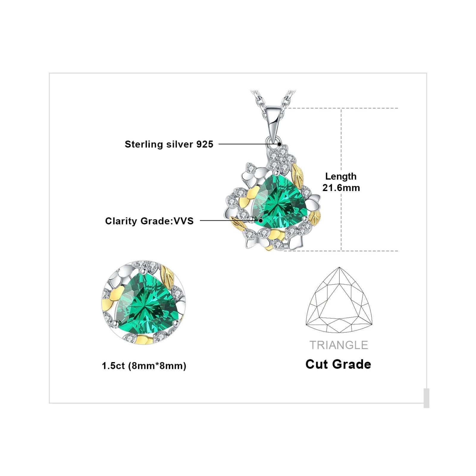 QYYZTQY Nuova risotta di Riso Cinesi da 1,8 ct Nano Russo simulato Smeraldo 925 Collana a Sospensione in Argento Sterling per Donna 45cm