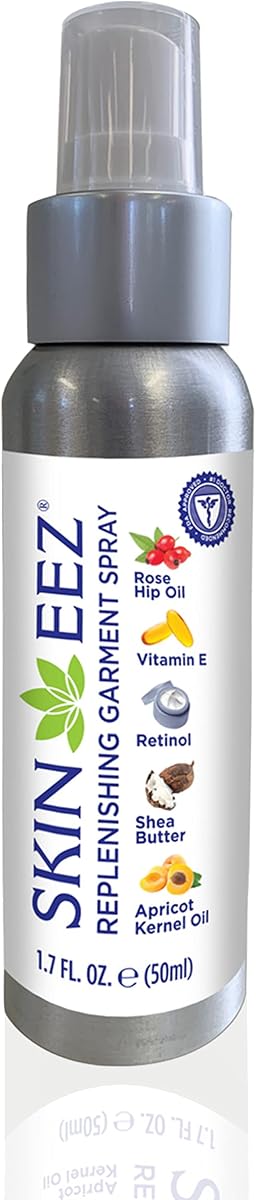Skineez Garment Replenishing Spray 1.7 fl oz, 1 Ct | Re-Infuses Shea Butter Vitamin E Retinol, For Compression Garments, Patented Formula, Wash Then Spray, FDA Listed