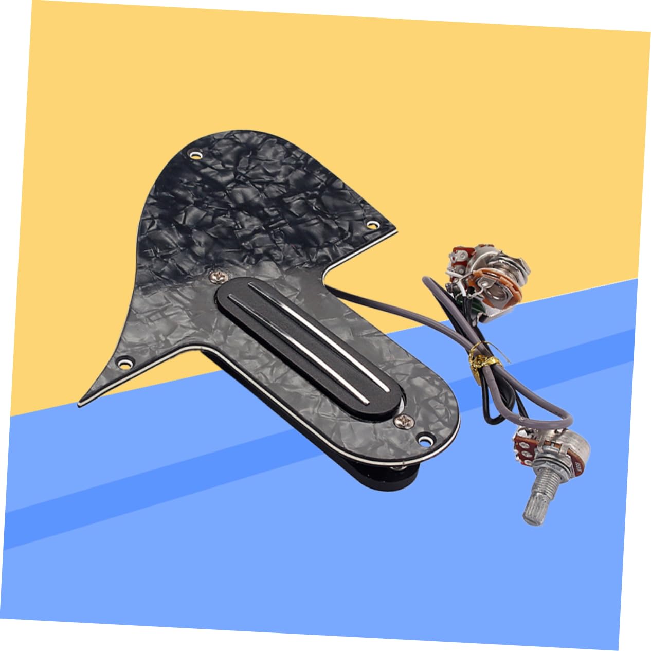 HEMOTON Mandolin Pickguard Plate Loaded A500k B500k Pot 6.3mm Jack Volume and Tone Knobs