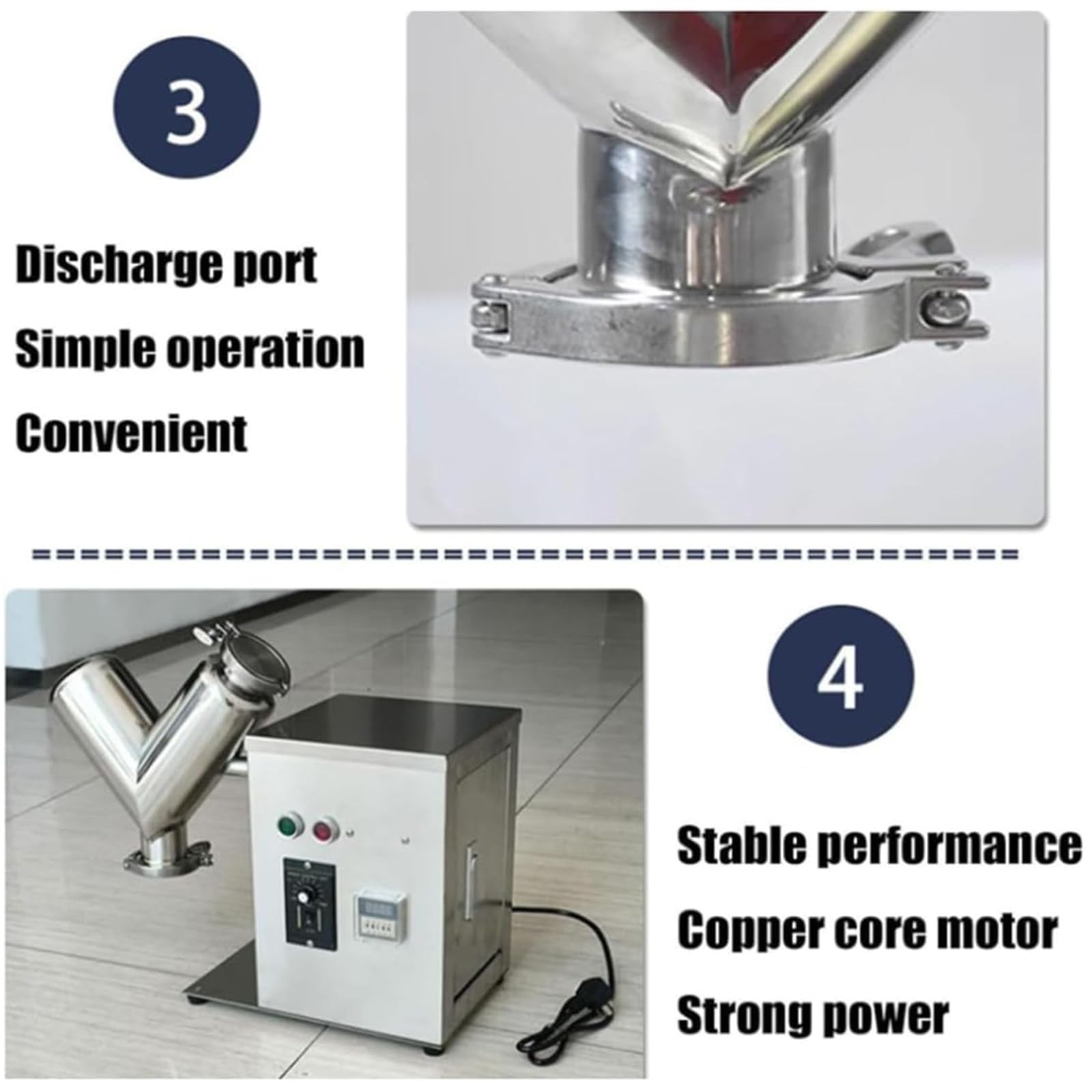 Kleiner V-Typ-Mixer mit LED-Anzeige und Timer für Labor-Lebensmittelverarbeitung