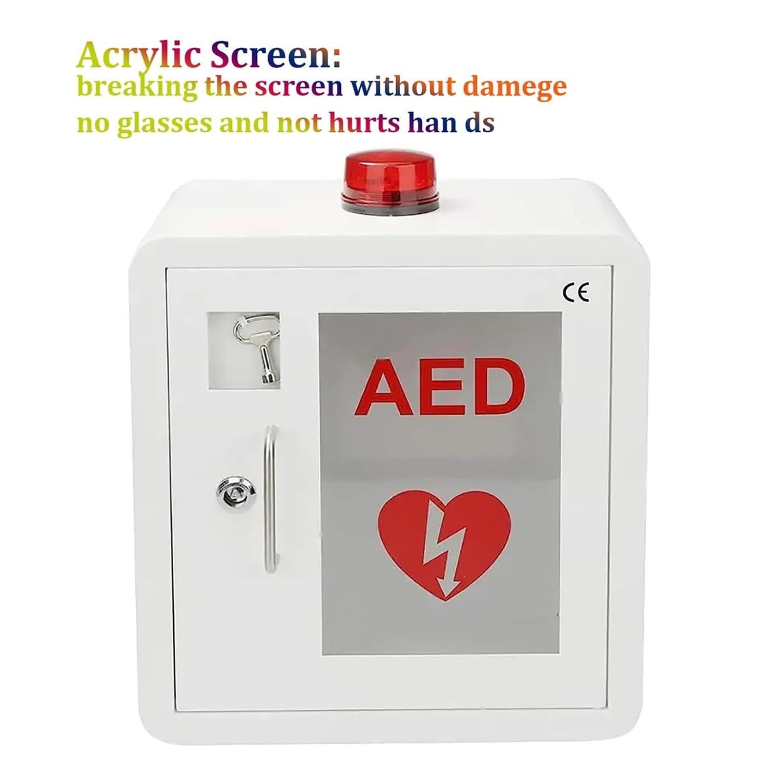 AED Wandschrank Defibrillator - Rostfreier Edelstahl mit Sichtfenster & Diebstahlschutz-Alarm für Büro, Krankenhaus und öffentliche Bereiche