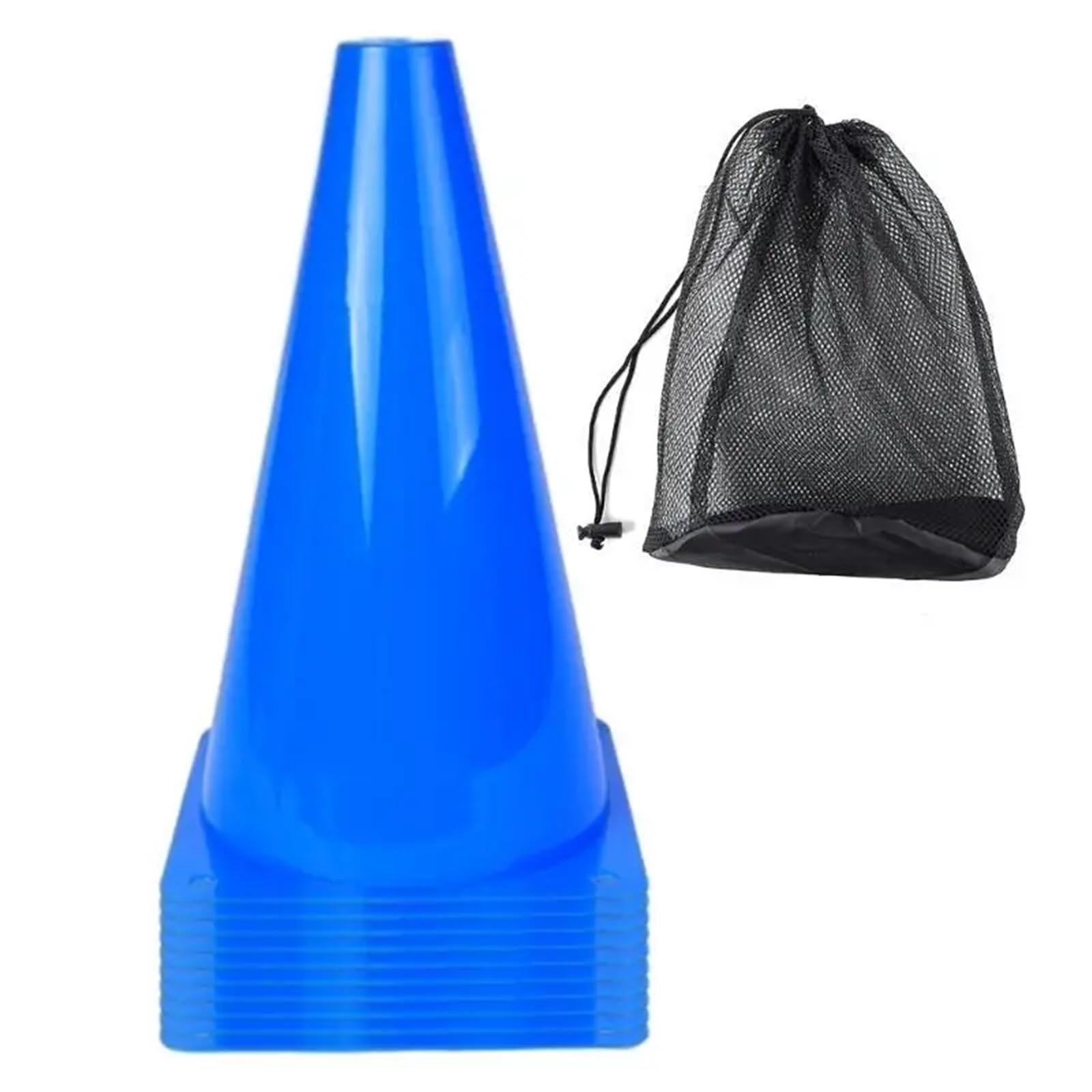 Szyszki sportowe Plastikowe stożki 10 szt. Marker treningowy do piłki nożnej Stożek przeszkód piłkarski Znak Wiadro na zewnątrz Do gier świeżym powietrzu(Blue)